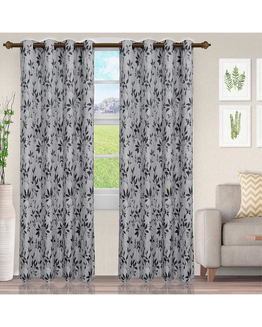 Superior 52x96 Ghera Jacquard With Gro 2pc Curtain Panel Set In Black
