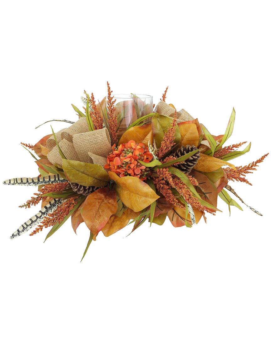 Creative Displays Hydrangea Fall Candleholder Centerpiece With Orang