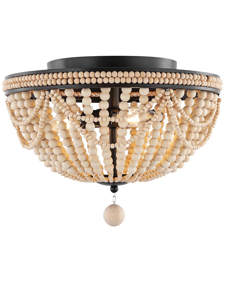 Jonathan Y Dune Wood Bead 15.25in 3-light Led Semi Flush Mount In Bronze