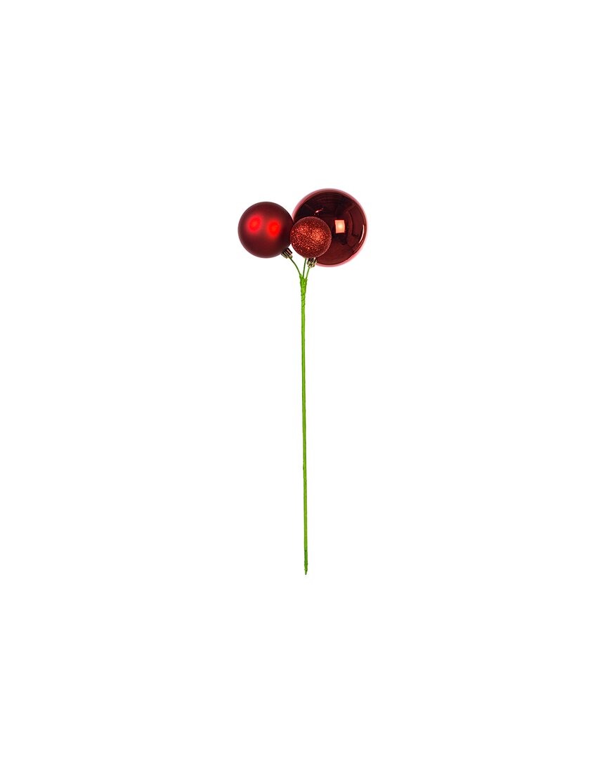 Vickerman Set Of 3 Red Ball Ornament Picks