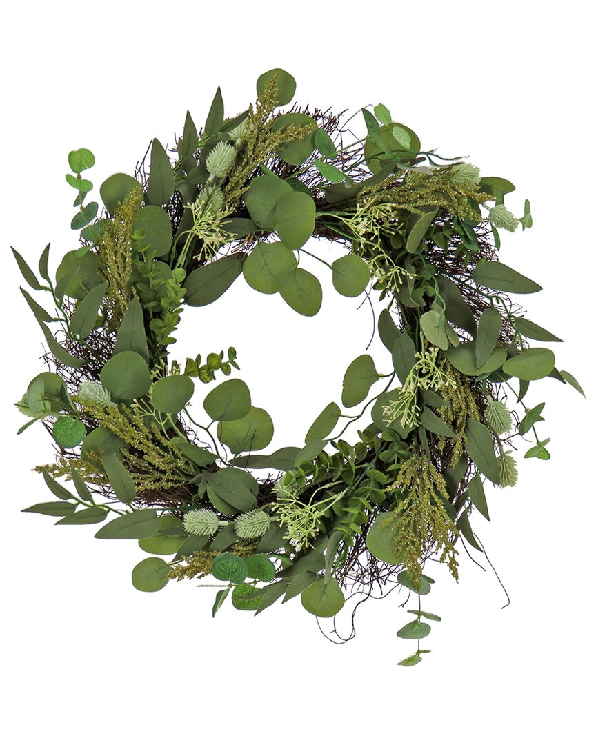 National Tree Company 22in Eucalyptus And Babyõs Breath Spring Wreath In Green