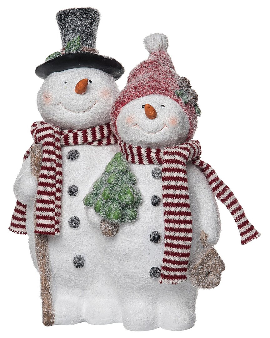 Transpac Resin 14in Multicolored Christmas Flocked Snowman Couple Decor