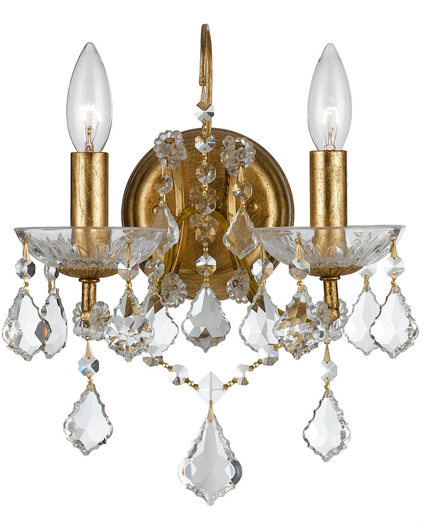 Crystorama Filmore 2-light Antique Gold Crystal Sconce