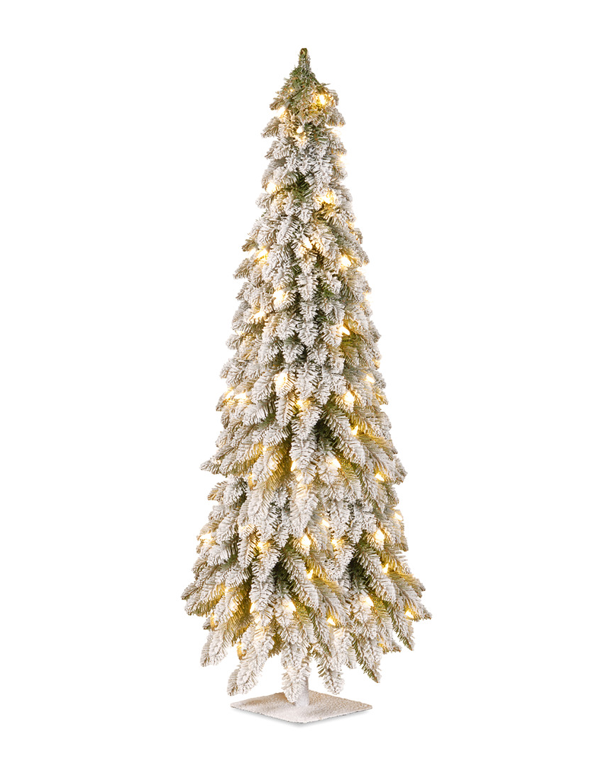 National Tree Company 60in Snowy Downswept Forstree With Metal Plate & 200 Clear Lights