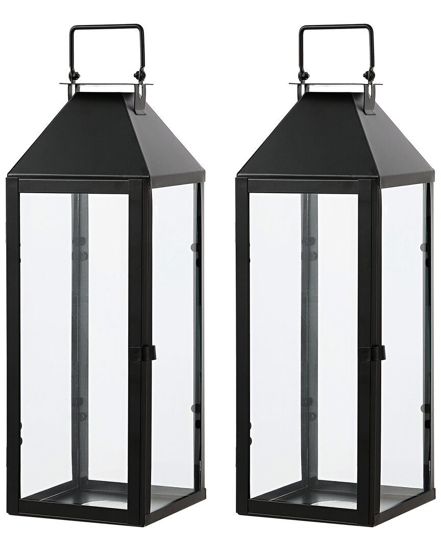 Safavieh Ruane Outdoor Lantern Set Of 2 In Black