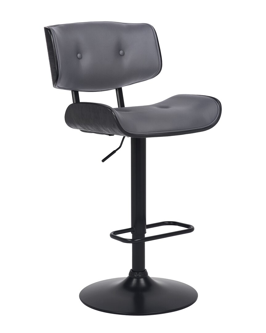Armen Living Brooklyn Adjustable Swivel Wood Bar Stool In Gray