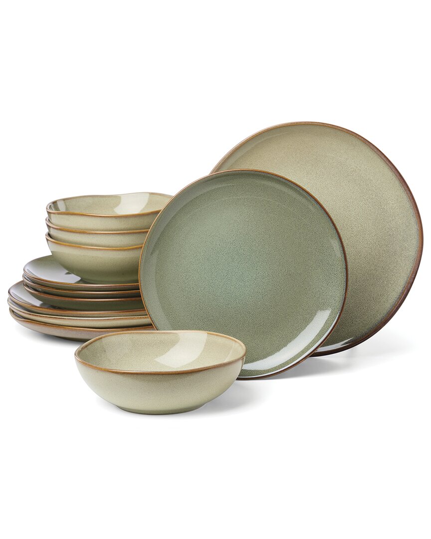 Oneida Organic Shades 12-piece Dinnerware Set In Green