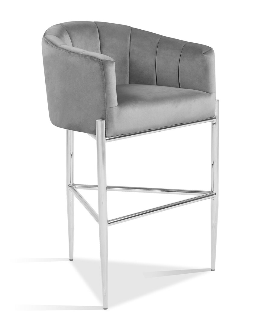 Chic Home Cyrene Bar Stool With Chrome Legs In Silver