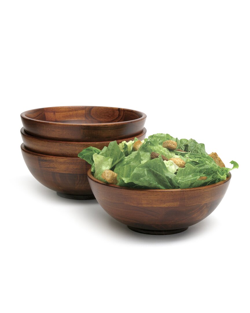 Lipper International Set Of 4 Cherry Finish Footed Small Bowls In Brown