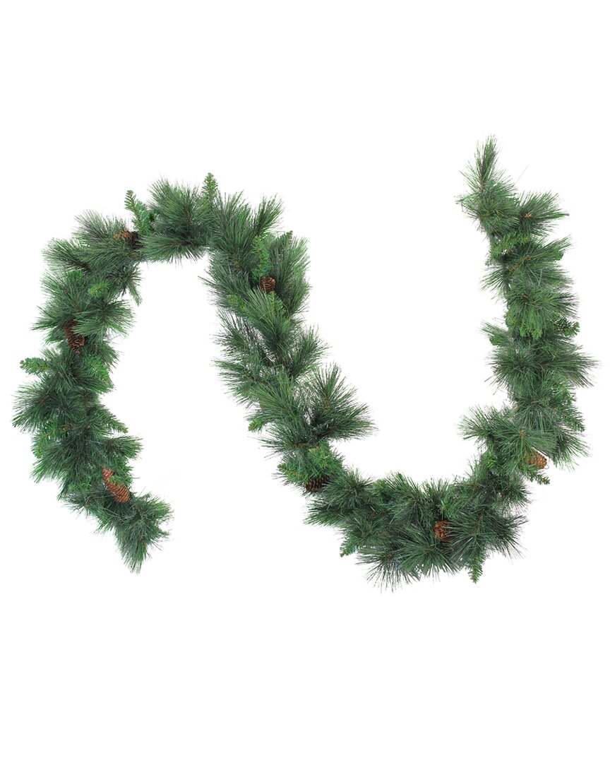 Northern Lights Northlight 9ft X 14in White Valley Pine With Pine Cones Artificial Christmas Garland - Unlit In Green