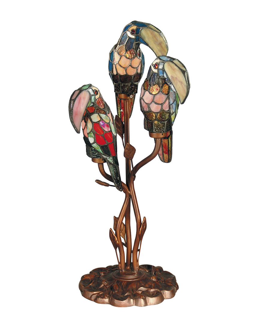 Shop Dale Tiffany Three Parrots Table Lamp In Multi