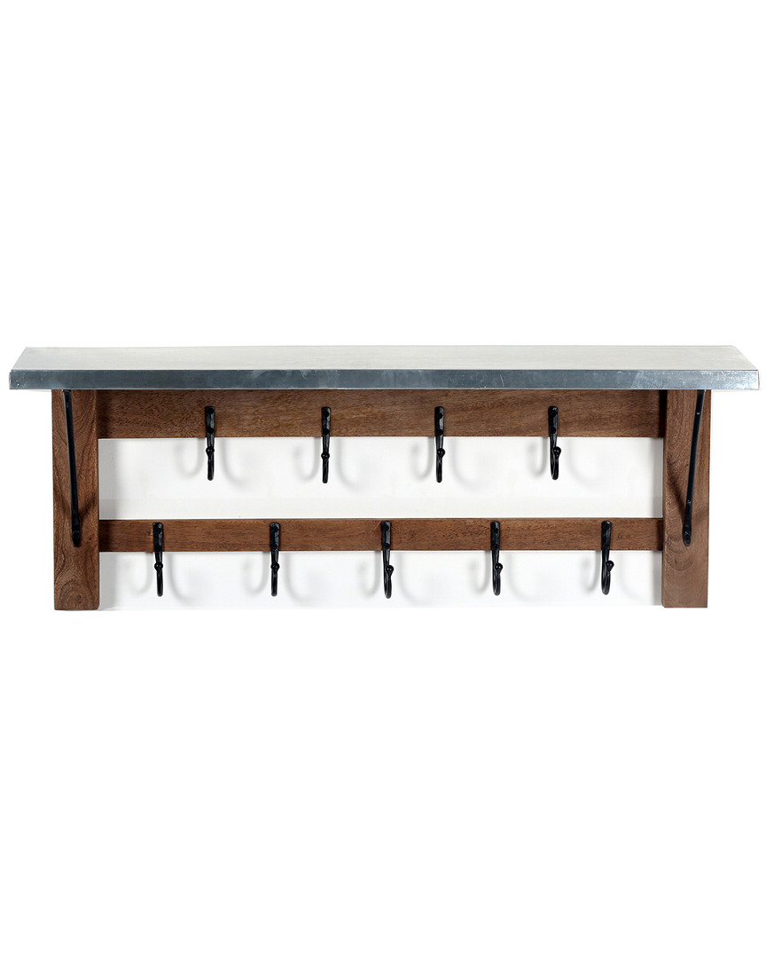Alaterre Millwork 40in Double Row Hook Shelf - Wood/zinc