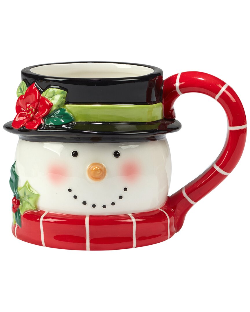 Certified International Holiday Magic Snowman Set Of Four 3d Mugs In Red