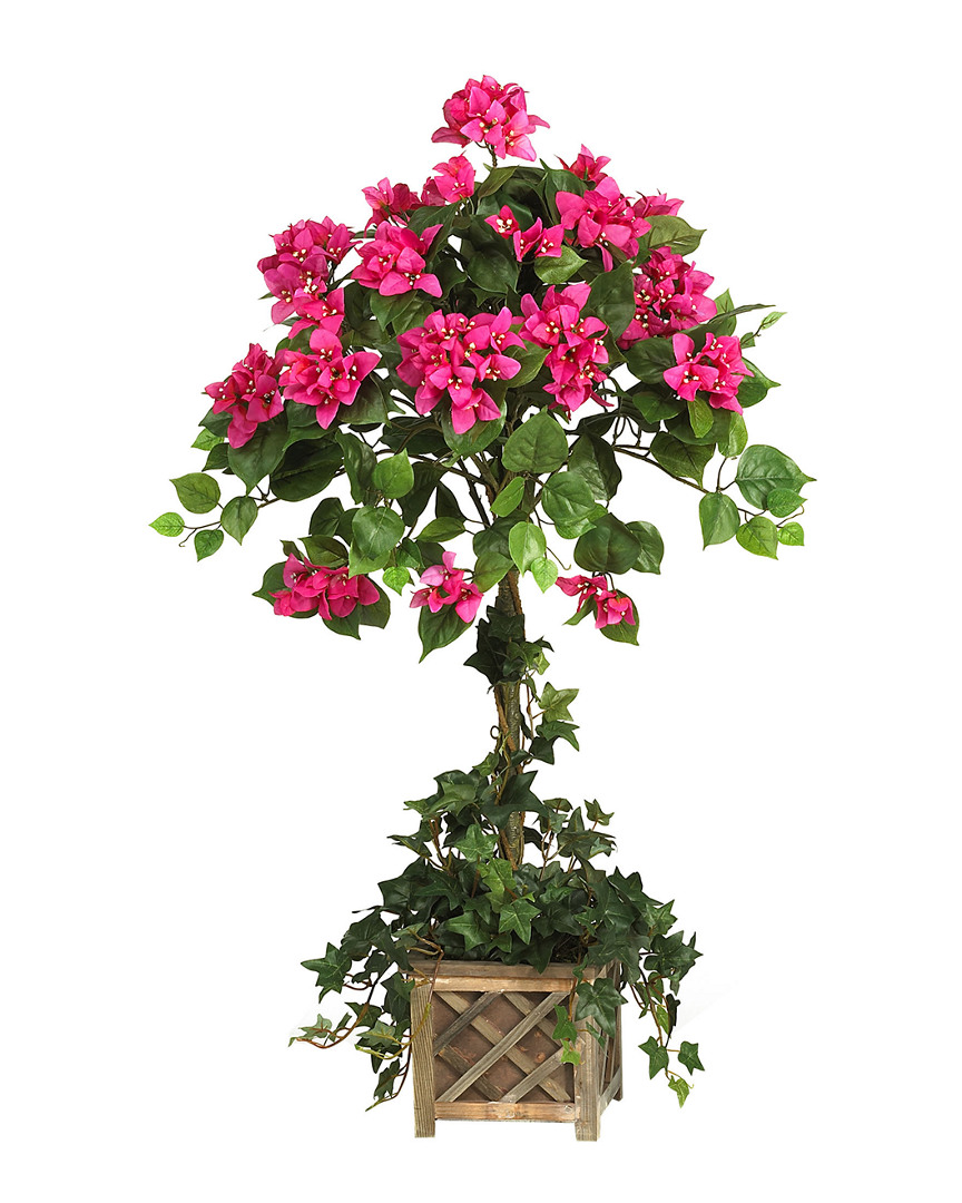 Nearly Natural Bougainvillea Topiary With Wood Box
