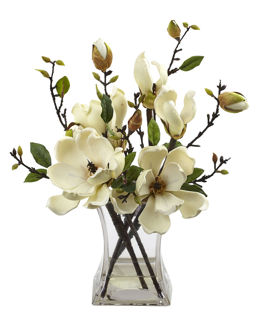 Nearly Natural Magnolia Arrangement With Vase