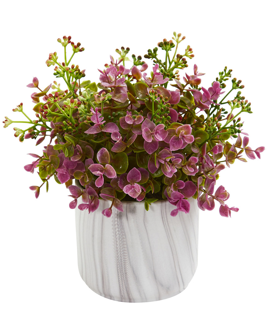 Nearly Natural Eucalyptus Artificial Plant In Marble Finished Vase