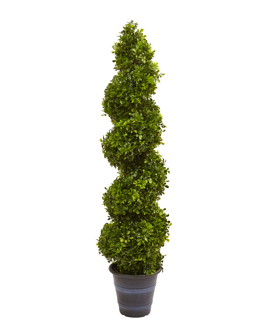 Nearly Natural Boxwood Spiral Topiary With Planter