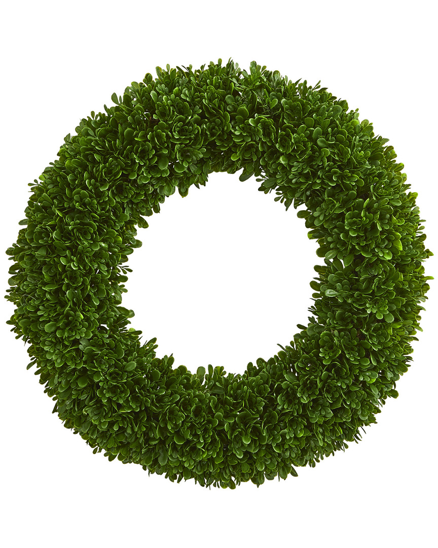 NEARLY NATURAL NEARLY NATURAL TEA LEAF UV RESISTANT WREATH 
