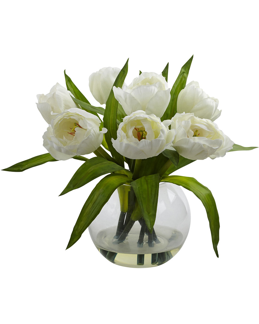 Nearly Natural Tulips Arrangement With Vase