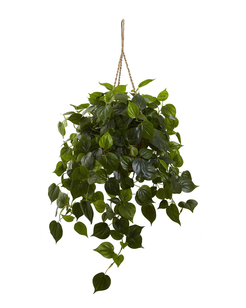 NEARLY NATURAL NEARLY NATURAL PHILODENDRON HANGING BASKET UV RESISTANT