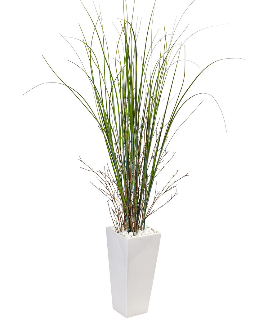 NEARLY NATURAL NEARLY NATURAL BAMBOO GRASS ARTIFICIAL PLANT IN WHITE TOWER CERAMIC