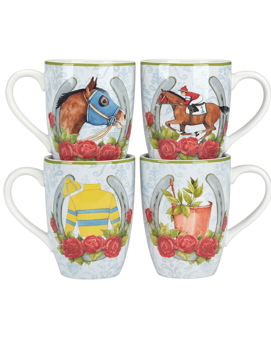 Certified International Derby Day At The Races Set Of 4 Mugs