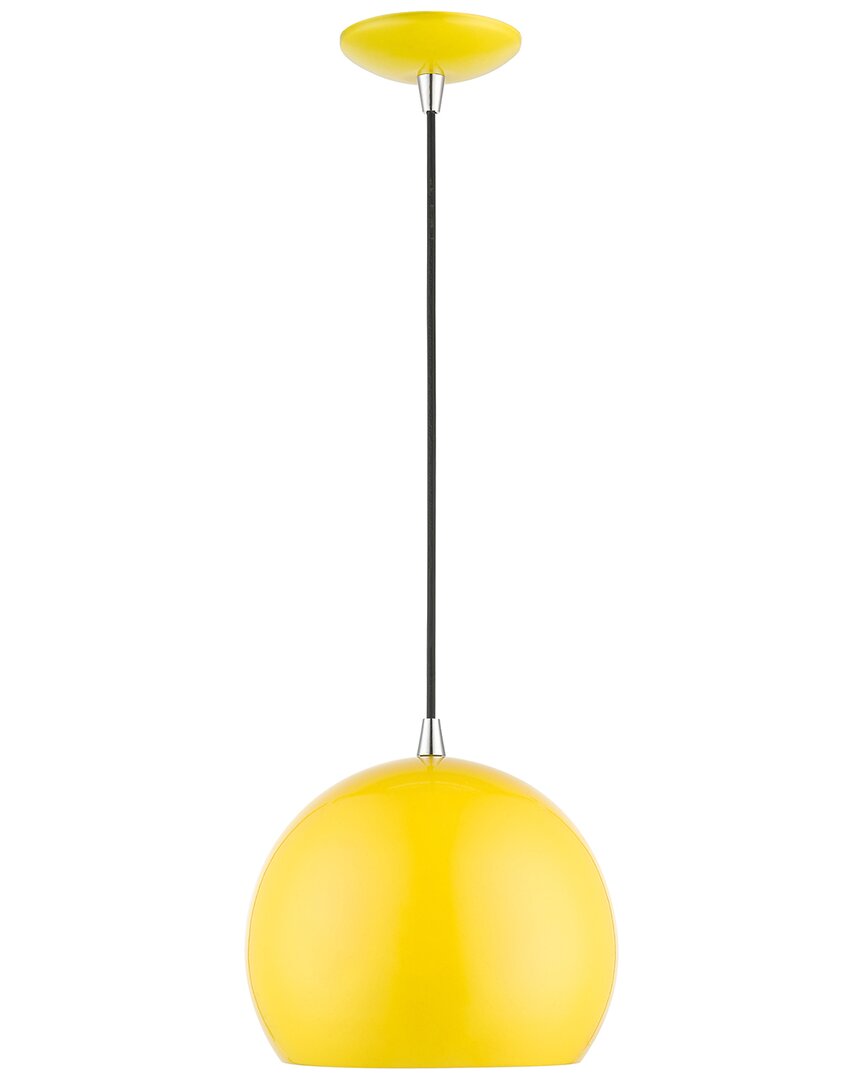 Livex Lighting 1 Light Shiny Yellow With Polished Chrome Accents Globe Pendant In Yellow