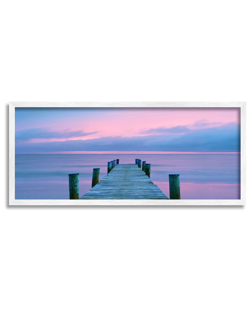Stupell Vivid Sunset Ocean Dock Horizon Framed Giclee Wall Art By Jack Reed