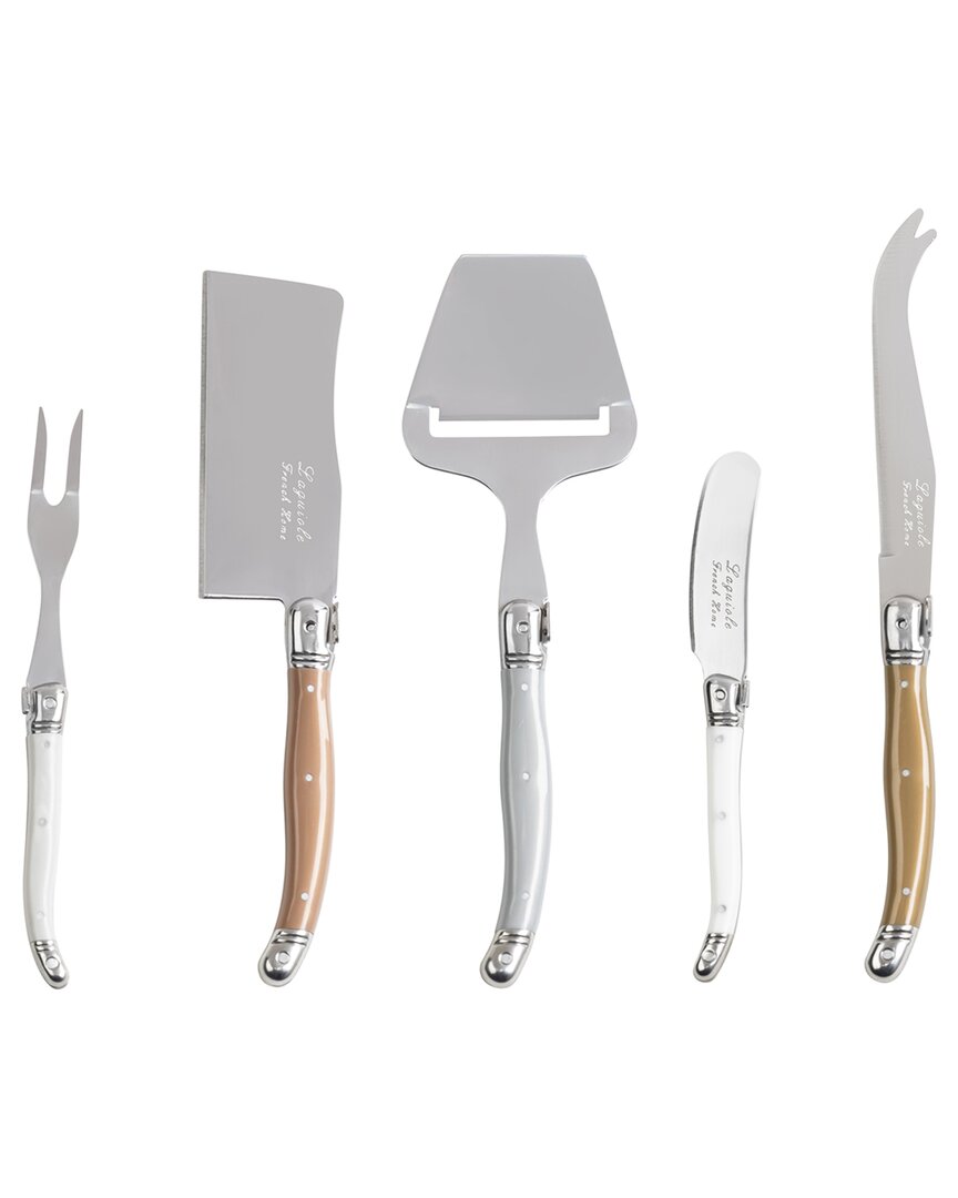 French Home Laguiole 5 Piece Cheese Knife, Fork And Slicer Set, Mixed Metals In Gold/silver/bronze