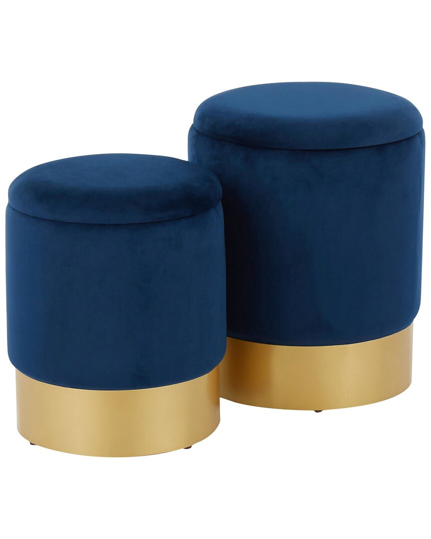 Lumisource Set Of 2 Marla Nesting Ottomans In Gold