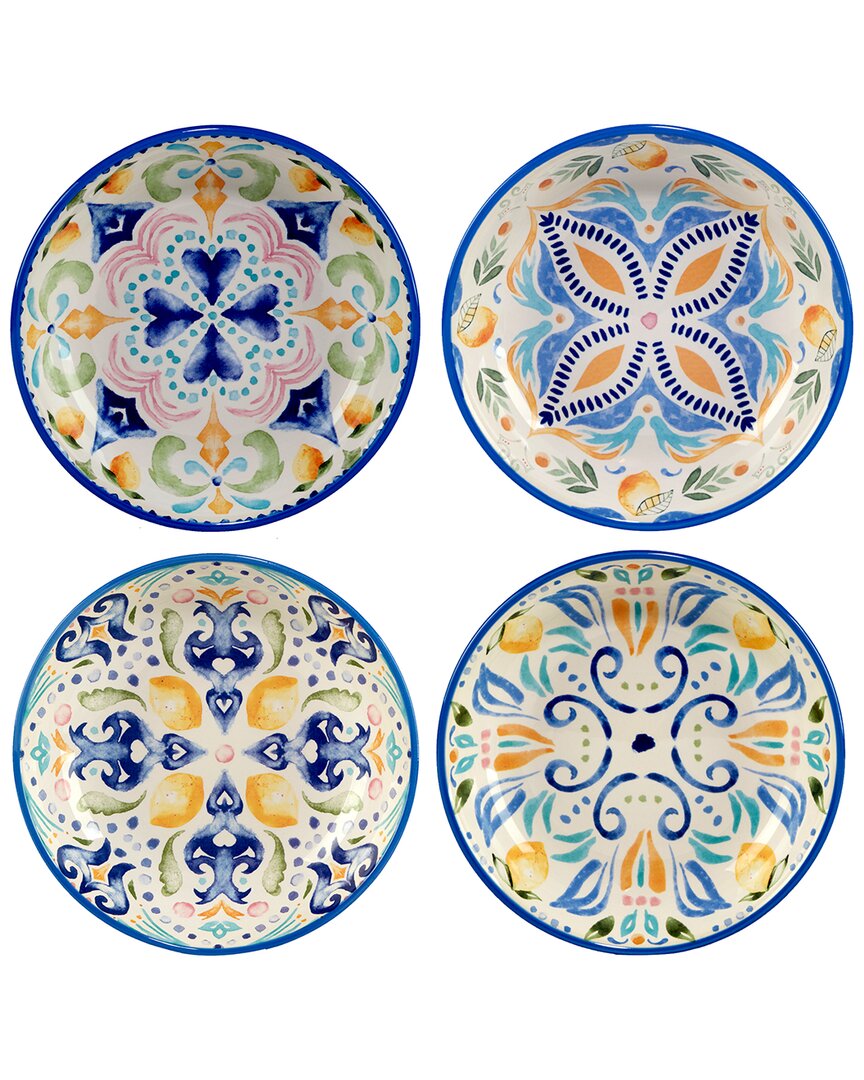 Certified International Lemonade Set Of 4 Soup/pasta Bowl 9"