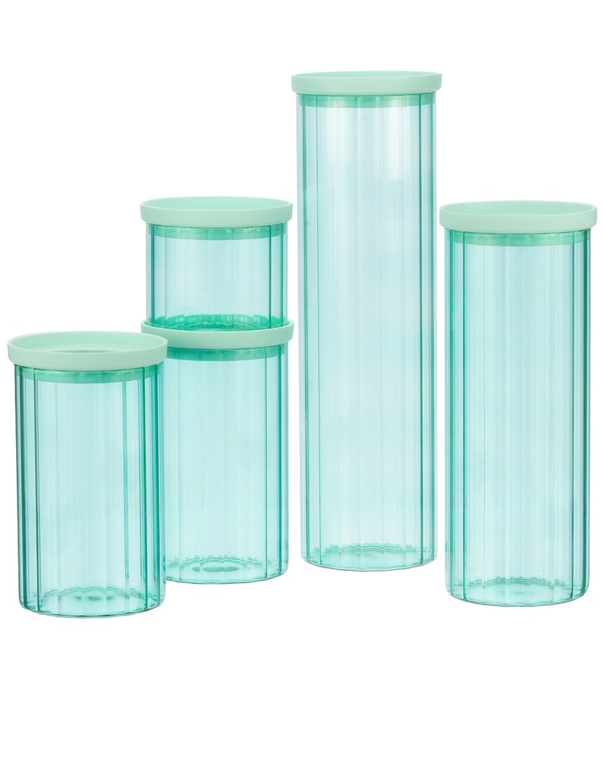 Genicook Glass Canister Set With Glass Lid In Green