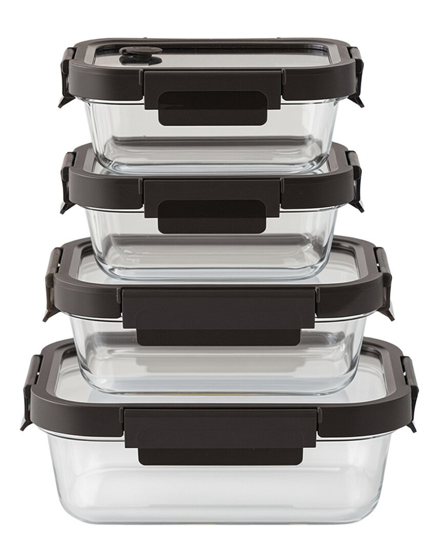 Genicook Rectangular Glass 4pc Container Set In Multi