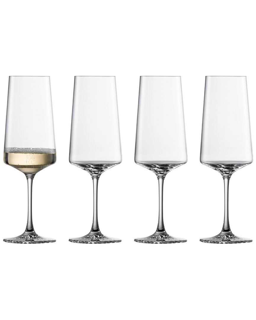 Zwiesel Glas Set Of 4 Echo Crystal Champagne Flutes In Transparent