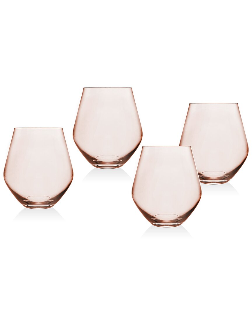 Shop Godinger Zenith Blush Stemless Glasses (set Of 4) In Pink