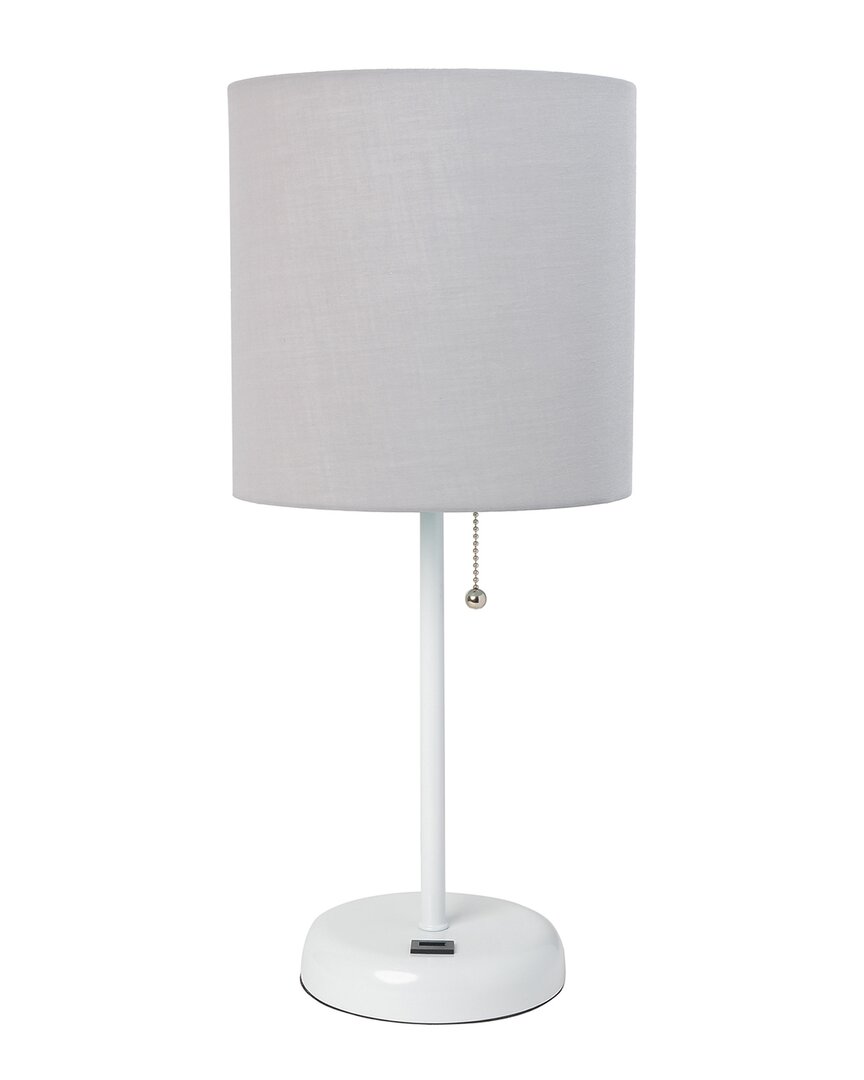 Lalia Home Oslo 19.5in Contemporary Bedside Usb Port Feature Standard Metal Table Desk Lamp In White