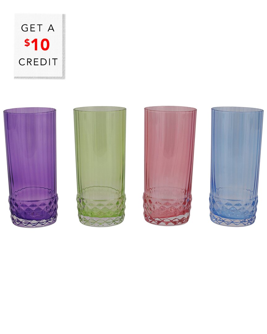 Vietri Deco Tall Tumblers 4-piece Set In Multicolor