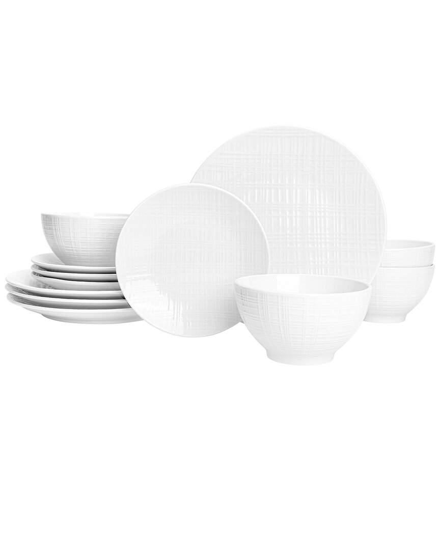 Godinger Freemont Porcelain 12pc Dinnerware Set In White