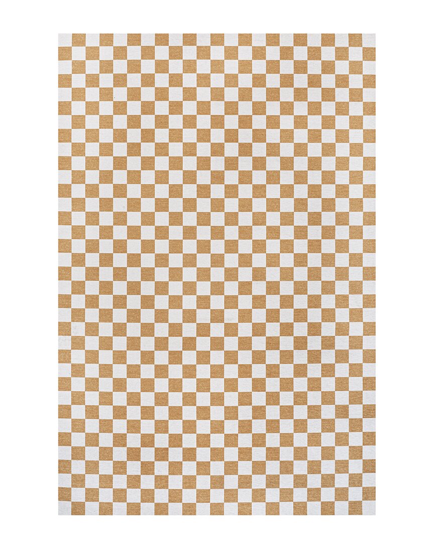 Jonathan Y Ainsley Modern Cottage Checkerboard Washable Chenille Area Rug In Gold