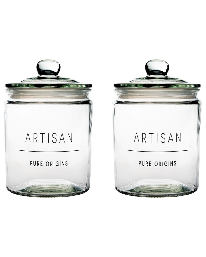 10 Strawberry Street Set Of 2 Stockholm Artisan Small Glass Canisters In Transparent