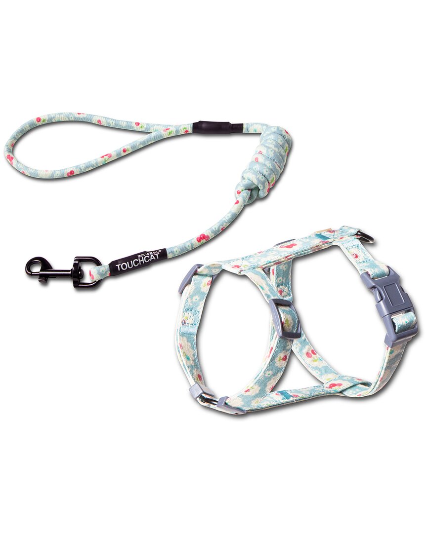 Touchcat Radi-claw Durable Cable Cat Harness And Leash Combo In Blue