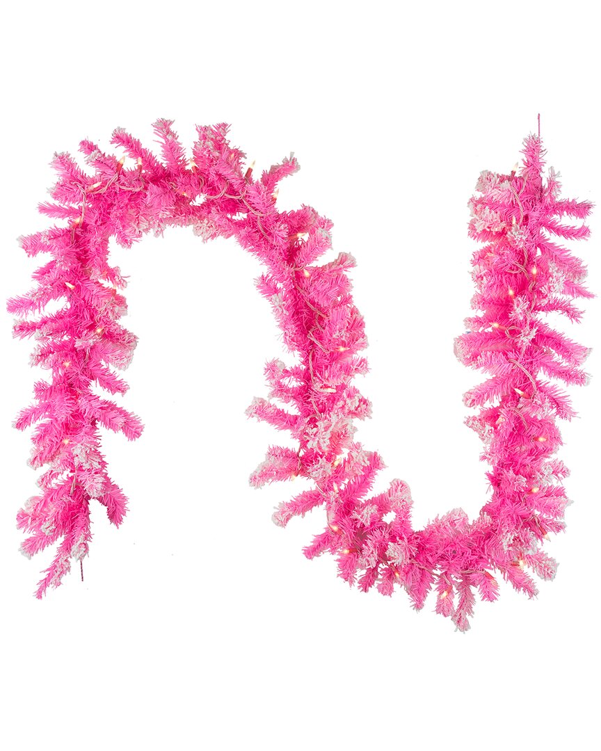 Northlight 9ft Pre-lit Artificial Flocked Pine Christmas Garland - Clear  Lights In Pink