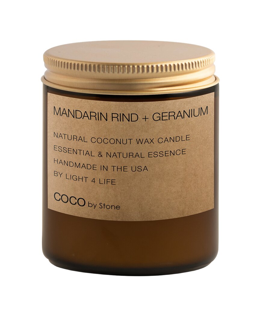 Coco By Stone Handmade 7.2Oz Mandarin Rind + Geranium Natural Coconut Apricot Wax Candle