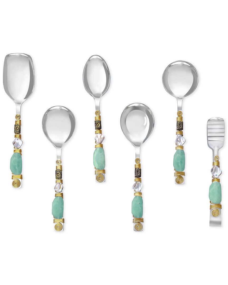 Tiramisu Aqua Oasis Serving Spoons (set Of 6) In Blue