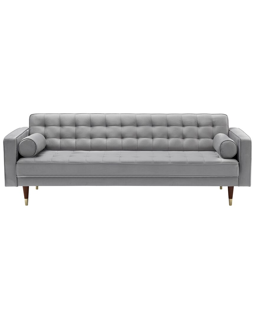 Armen Living Somerset Velvet Mid Century Modern Sofa In Gray