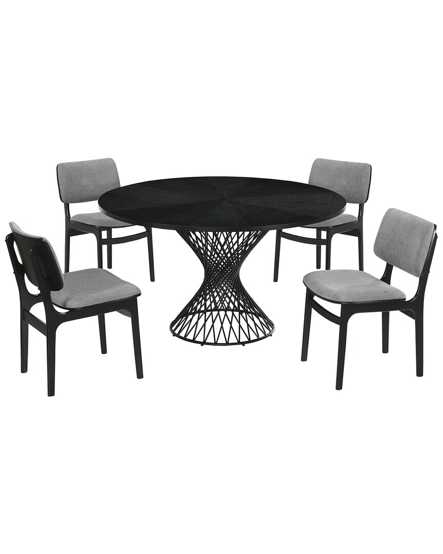 Armen Living Cirque And Lima 5pc Round Dining Set In Gray