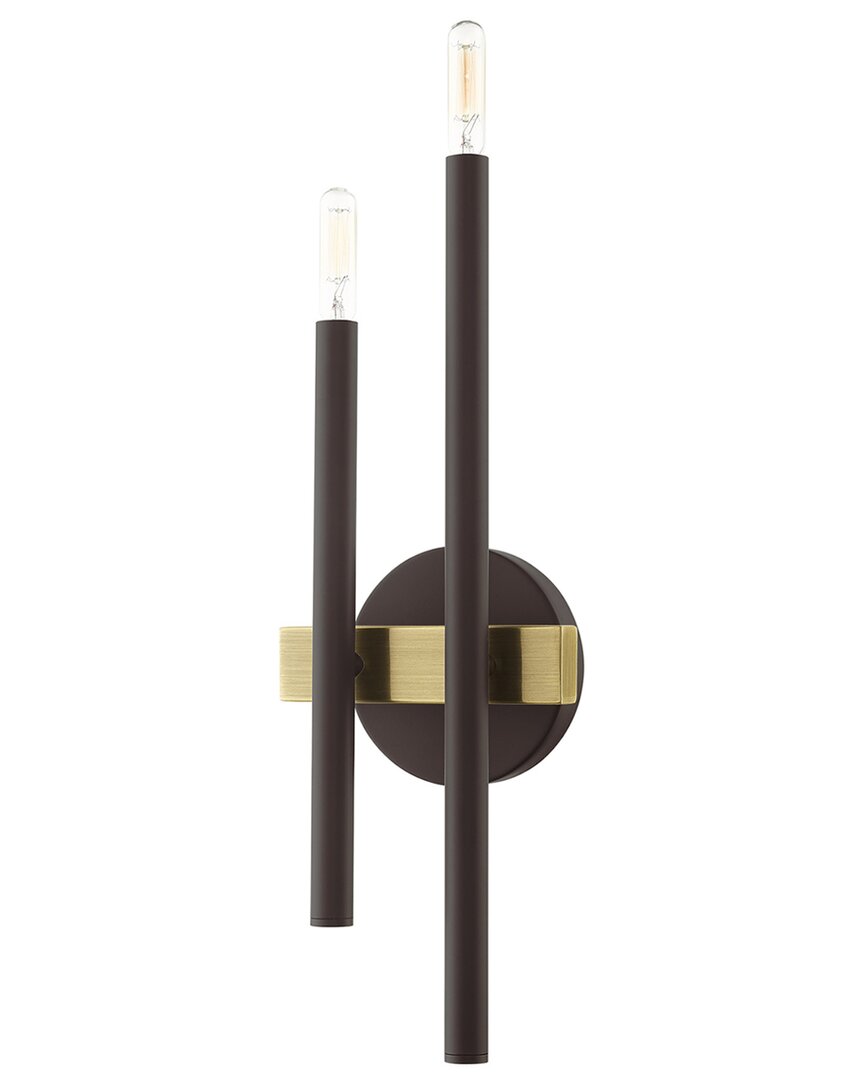 Livex Lighting 2-light Bronze With Antique Brass Accents Sconce