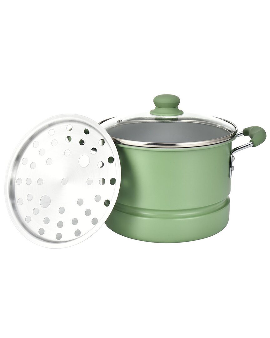 Alpine Cuisine Alum Stock Pot Grey Ceramic Coating In Green