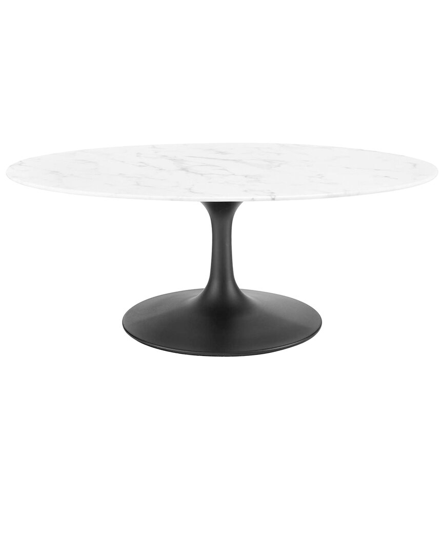 Modway Lippa 42in Oval Artificial Marble Coffee Table In Black