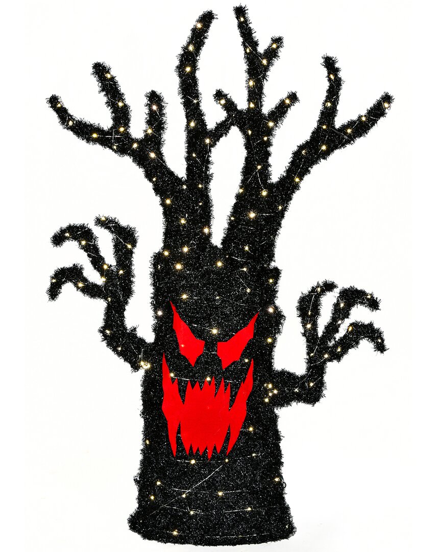 Shop National Tree Company 48in Pre-lit Frightening Face Halloween Tree In Black